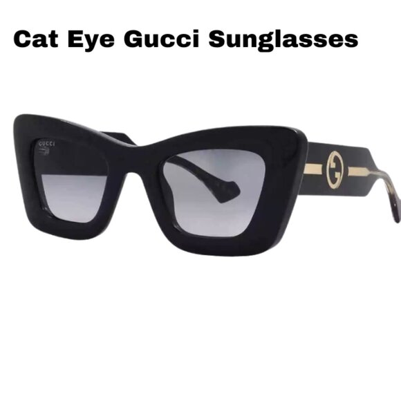 New Beautiful Gucci Grey Gradient Cat Eye Ladies Sunglasses - Picture 2 of 3